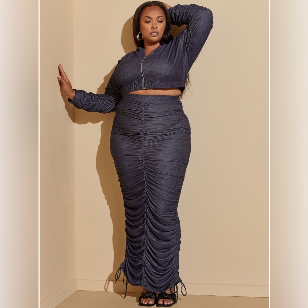 Ruched Marled Maxie Skirt and Crop Jacket